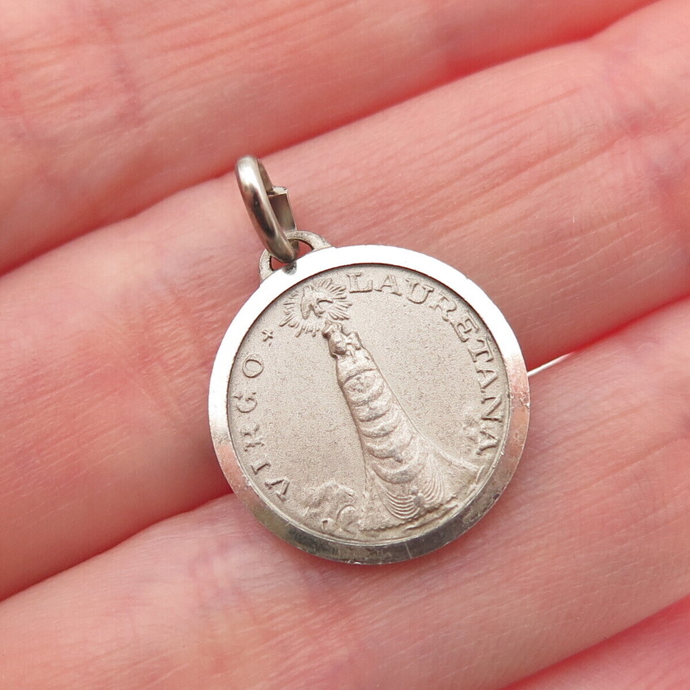 800 Silver Vintage Italy Virgo Lauretana Mini Charm Pendant